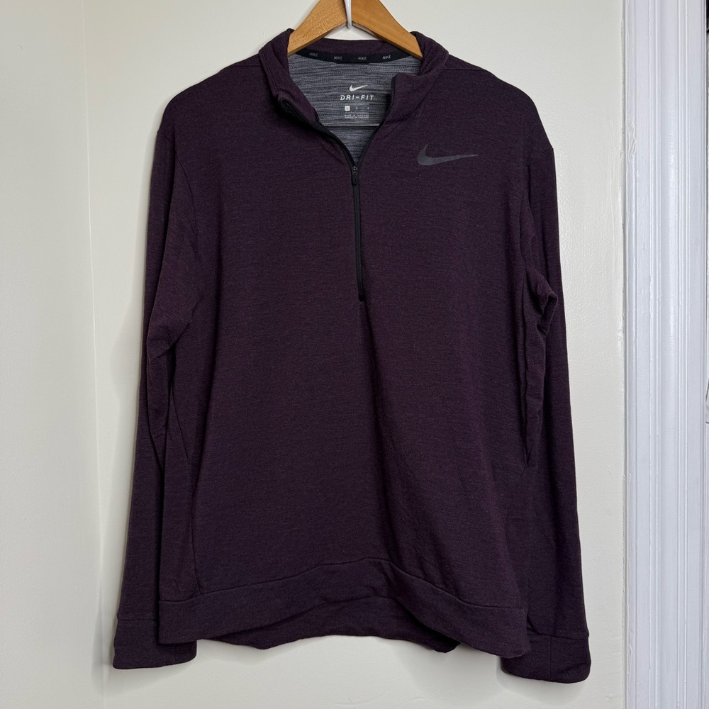 Nike Dri Fit Long Sleeve Athletic Half Zip Shirt Men’s Size Large Dark Purple